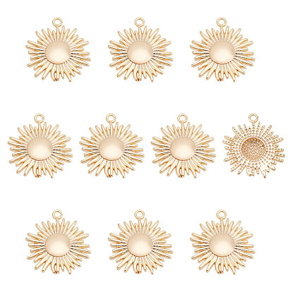 10Pcs Brass Solar Eclipse Pendants, Nickel Free, Sun
