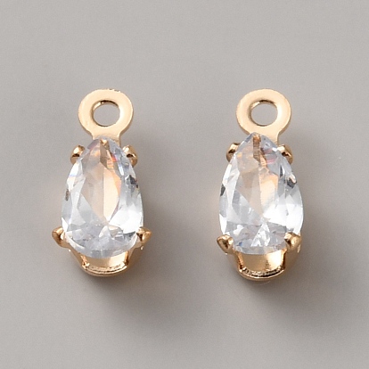 Alloy Pave Clear Cubic Zirconia Teardrop Charms