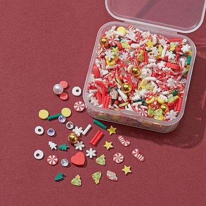 25г рождественские кабошоны из полимерной глины ручной работы, модные аксессуары для украшения ногтей, с акриловыми стразами, разнообразные