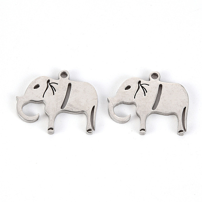 201 Stainless Steel Pendants, Laser Cut, Elephant