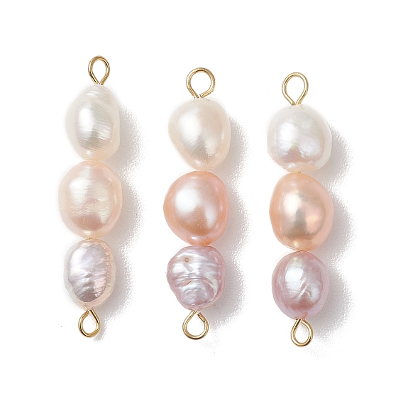 Подвески-коннекторы из натурального культивированного пресноводного жемчуга в форме картофеля, с 304 двойными петлями из нержавеющей стали, красочный