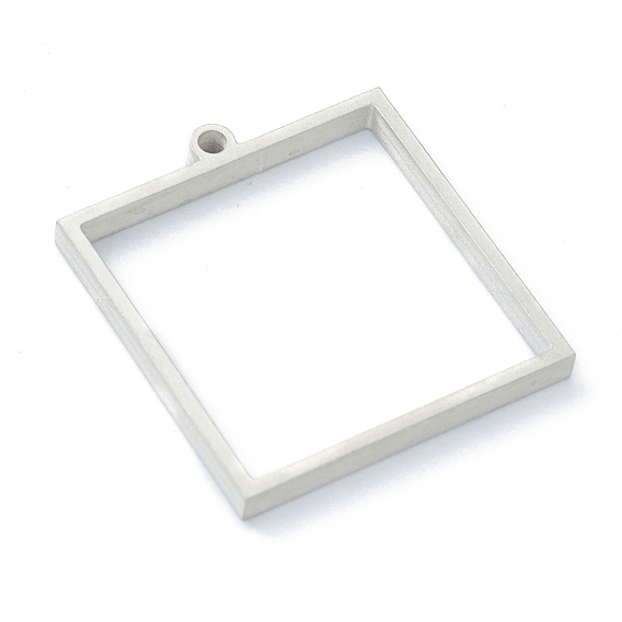 202 Stainless Steel Open Back Bezel Pendants, For DIY UV Resin, Epoxy Resin, Pressed Flower Jewelry, Square