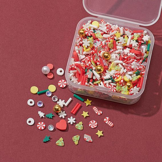 25г рождественские кабошоны из полимерной глины ручной работы, модные аксессуары для украшения ногтей, с акриловыми стразами, разнообразные