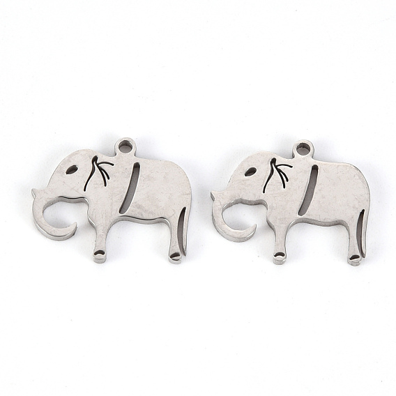 201 Edelstahl Anhänger, Laserschnitt, Elefant