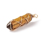 Natural & Synthetic Mixed Stone Double Terminal Pointed Pendants, Bullet Charm, with Copper Wire Wrapped