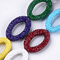 Handmade Polymer Clay Rhinestone Bead Frames, Oval, Crystal