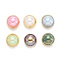 ABS Plastic Imitation Pearl Sewing Buttons, AB Color, with Brass Findings, Golden, 6~6.5x4.8mm, Hole: 1mm