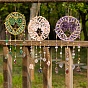 Attrape-soleil suspendus en forme de cœur, éclats de pierres précieuses naturelles, avec des perles de verre, un anneau en fer, du fil de laiton et un alliage pour la décoration extérieure et de jardin