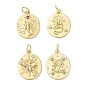 Brass Micro Pave Cubic Zirconia Pendants, Oval Charms, Real 14K Gold Plated