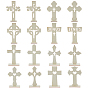 16Pcs 5 Styles Wood Cross Prayer Sculpture, Religion Display Decorations