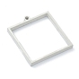 202 Stainless Steel Open Back Bezel Pendants, For DIY UV Resin, Epoxy Resin, Pressed Flower Jewelry, Square