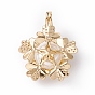 Natural Cultured Freshwater Pearl Pendants, with Brass Micro Pave Cubic Zirconia Findings, Golden, Flower