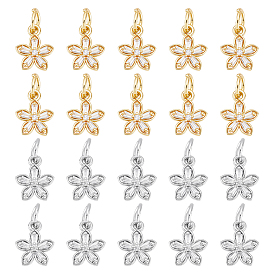 10 шт. 2 цвета, стойка, покрытие, латунь, паве, прозрачные кубические цирконии, подвески-цветы, с целью перехода в кольце, долговечный, без свинца и без кадмия