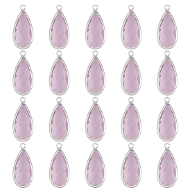 Подвески в форме капли воды, подвески в форме капли со стразами, платиновое покрытие, граненый стеклянный кристалл для женщин, изготовление ожерелий и сережек