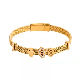 18K Gold Plated Fashion Bracelet with Minimalist Design - Personalized, Stainless Steel.