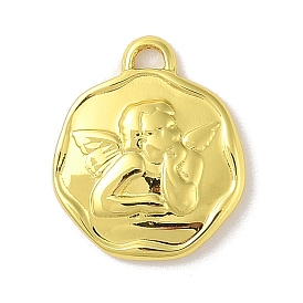 304 подвески из нержавеющей стали, плоский круглый с ангельским шармом