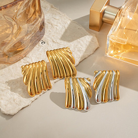 Прямоугольные серьги-гвоздики из нержавеющей стали