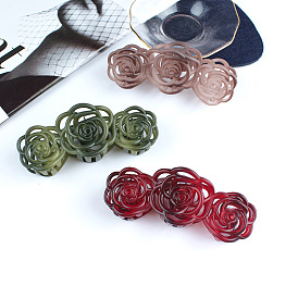 Vintage Floral Hair Clip for Women, Retro Hollow Out Flower Claw Barrette