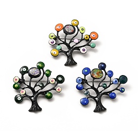 Tree of Life with Evil Eye Enamel Pin, Electrophoresis Black Alloy Brooch for Backpack Clothes, Cadmium Free & Lead Free
