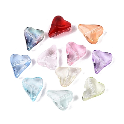Transparent Glass Beads, Heart, Dyed & Hearted