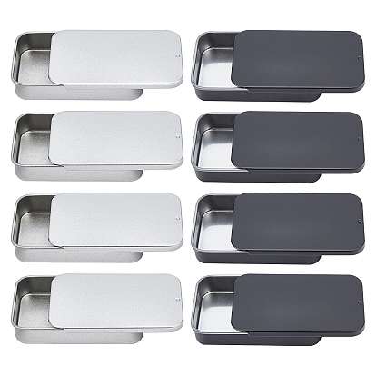 8PCS 2 Colors Tinplate Slide Cover Box, Candy Box, Rectangle