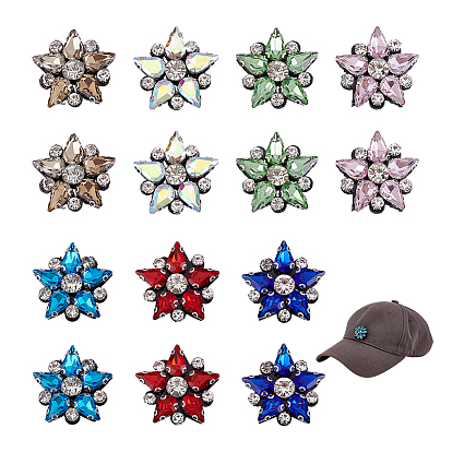 14 шт. 7 цвета стразовые нитки пришить/приклеить нашивки, звезда, с десной, аппликации из ткани