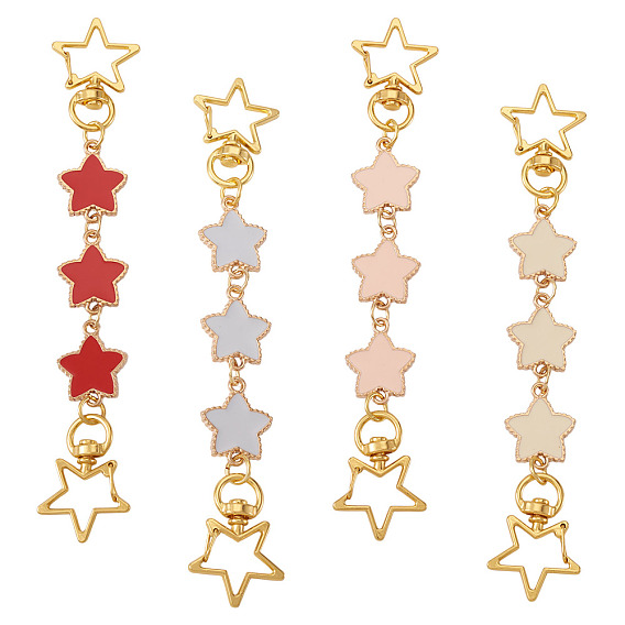 4 шт. сплав эмалированные звенья сумки удлинители цепи, звезда, Сплав с застежками, аксессуары для замены сумок