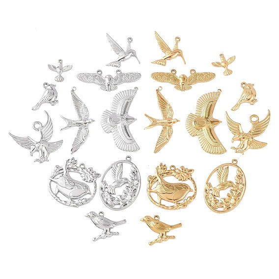 10 шт. 304 подвески из нержавеющей стали, очарование птицы