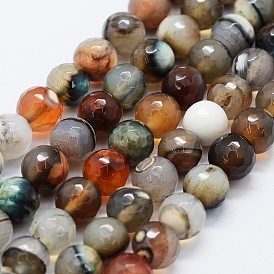 Natural Agate Beads Strands, Dyed, Faceted, Round
