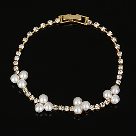 Bracelet perles naturelles et diamants - élégant, bijoux minimalistes