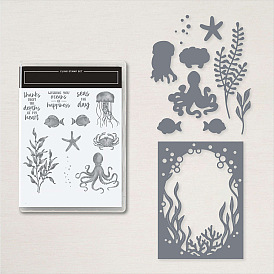 Sea Animal Clear Silicone Stamps, for DIY Scrapbooking, Photo Album Decorative, Cards Making