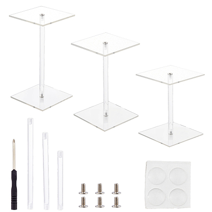 3 шт. 3 размеры пластиковые подставки для ювелирных изделий, квадратный, для ожерелий браслетов колец