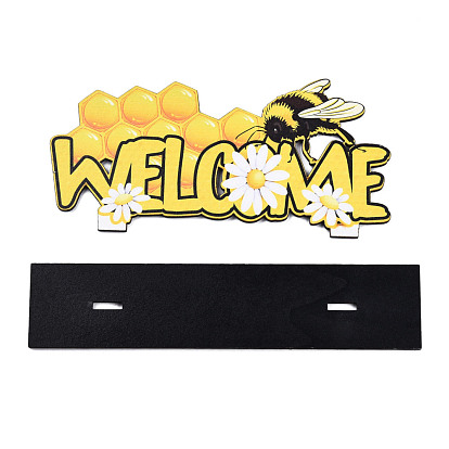 Wood Tabletop Display Decorations, Table Centerpiece Welcome Sign, Single-Sided Printed Bees