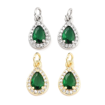 Латунь с кубическим цирконием подвеской, с целью перехода в кольце, без кадмия, без никеля и без свинца, слеза, зелёные