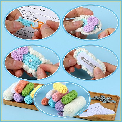Kits de crochet de fleurs diy pour les débutants, y compris le fil de polyester, rembourrage, aiguille au crochet, aiguille à laine, fil de soutien, marqueur de point