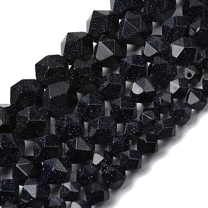 Синтетический синий авантюрин бисер нитей, звезды вырезать круглые бусы, граненые