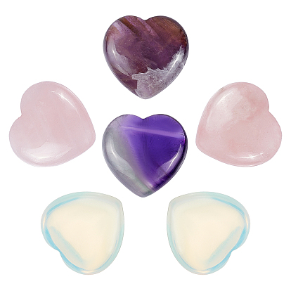 6Pcs 3 Style Gemstone Display Decorations, Heart