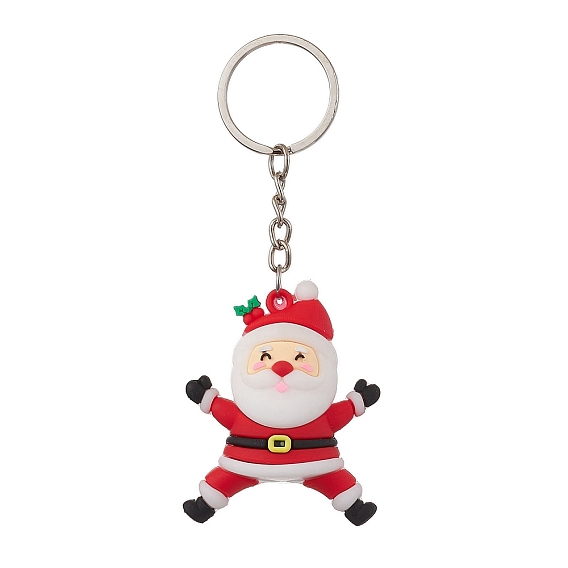 Рождественские тематические пластиковые подвески из ПВХ-пластика, с железными деталями застежки-брелка