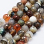 Natural Agate Beads Strands, Dyed, Faceted, Round