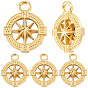 6Pcs 304 Stainless Steel Pendants, Compass Charm