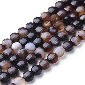 Натуральный полосатый агат / полосатые агатовые бусы, граненые, окрашенная и подогревом, плоско-круглые