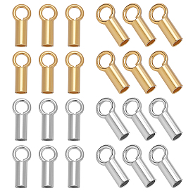 30 шт. 2 цвета: родиевое покрытие 925 наконечники для шнура из стерлингового серебра, Торцевые крышки, колонка