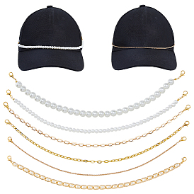 8шт. железо и 304 нержавеющая сталь и стеклянные жемчужины и латунные цепи цепи для бейсболок, Сплав с застежками когтя омара