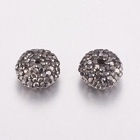 Бусины со стразами, полимерная глина , рондель