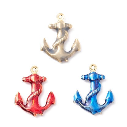 Pendentifs en laiton émaillé de placage de crémaillère, plaqué longue durée, réel 18 k plaqué or, sans cadmium et sans nickel et sans plomb, ancre
