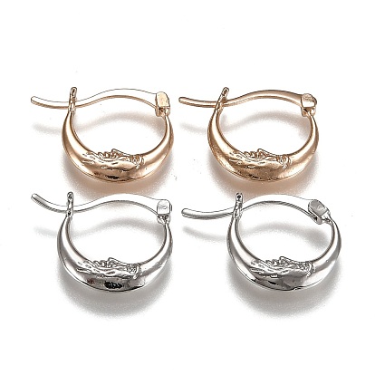 Brass Hoop Earrings, Crescent Moon Earrings