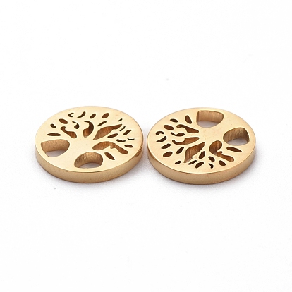 304 Stainless Steel Filigree Joiners, Manual Polishing, Flat Round and Tree