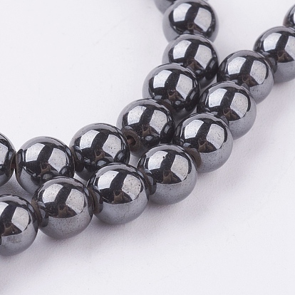 Magnetic Synthetic Hematite Beads Strand, Round
