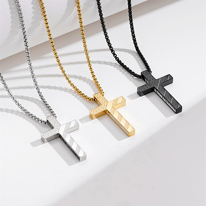 304 Stainless Steel Religion Bible Cross Pendant Necklaces