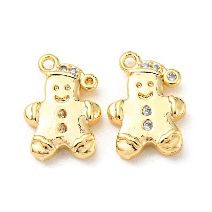 Brass Micro Pave Cubic Zirconia Charms, Cadmium Free & Nickel Free & Lead Free, Human